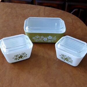 Vintage Pyrex Glass Container Set 6 Piece Spring Blossom Pattern